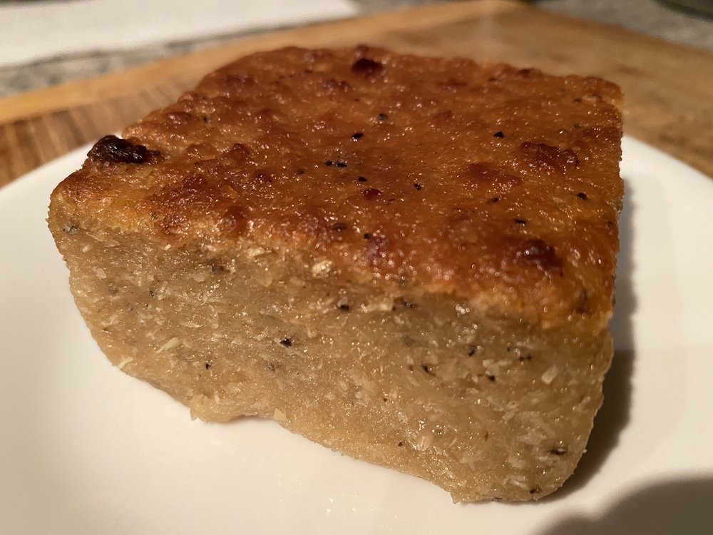Cassava pone fresh from Bakewell's oven